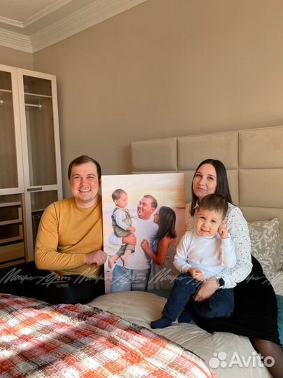 Портрет по фото на холсте подарок на новый год