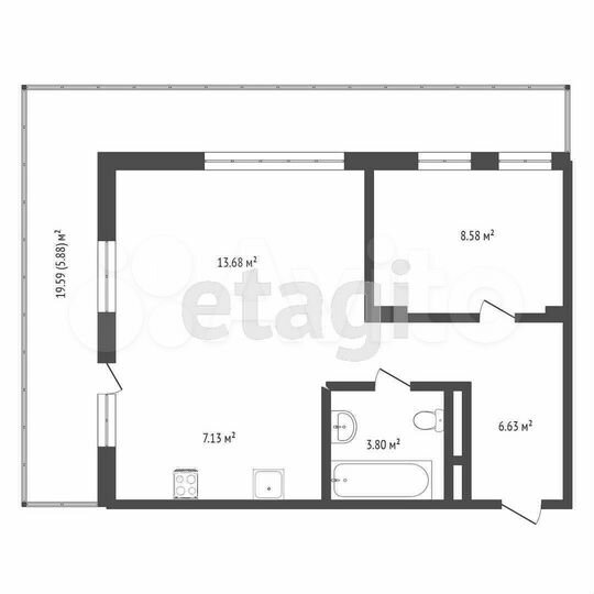 2-к. квартира, 59,4 м², 6/17 эт.