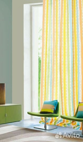 Шторы для детской в цветную полоску на ленте