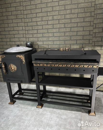 Мангальный комплекс с печью для казана