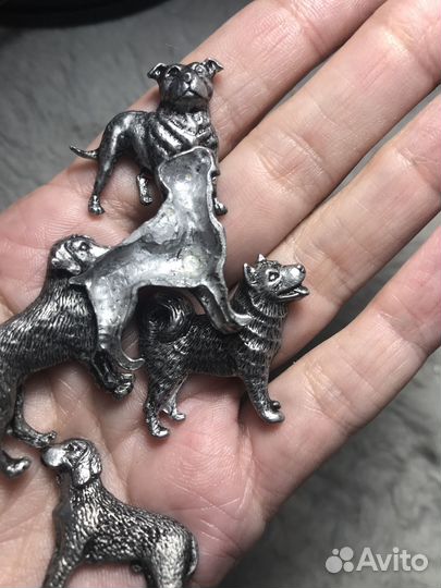 Набор фигурки собак собачек металл 5 Шт