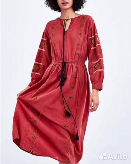 Платье вышиванка Zara