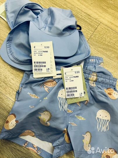 Доставка шорты+кепка/панама H&Mр.74 и 80/86