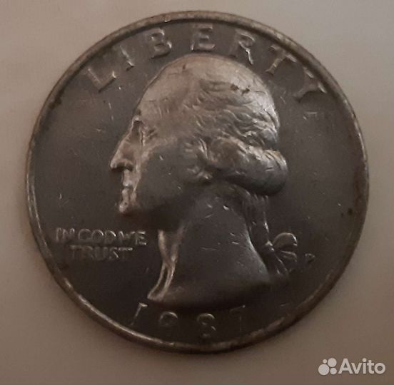 Монета Liberty 1987 года выпуска(Перевёртыш)