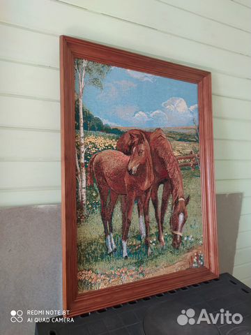 Картина в раме гобелен лошади