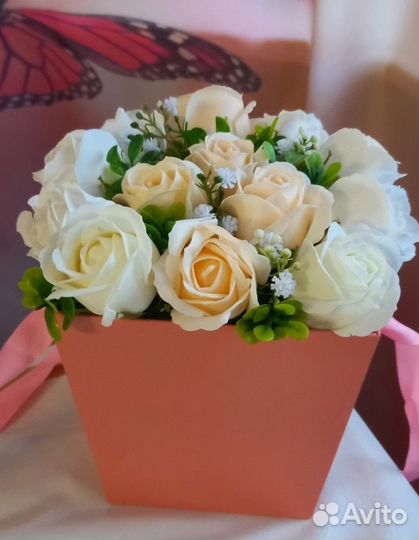 Букет на 1 сентября из мыльных роз