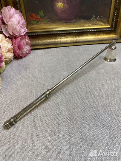 Старинный гаситель для свечей серебрение Германия