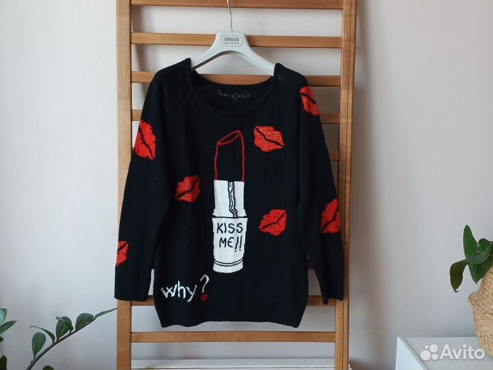 Джемпер с рисунком Помада и поцелуй Desigual L