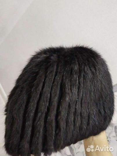 Шапка норковая вязаная женская