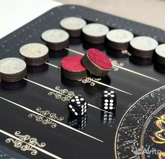 Нарды со стеклом Герб РФ