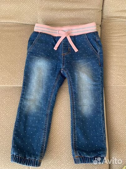 Джинсы теплые на флисе детские 92