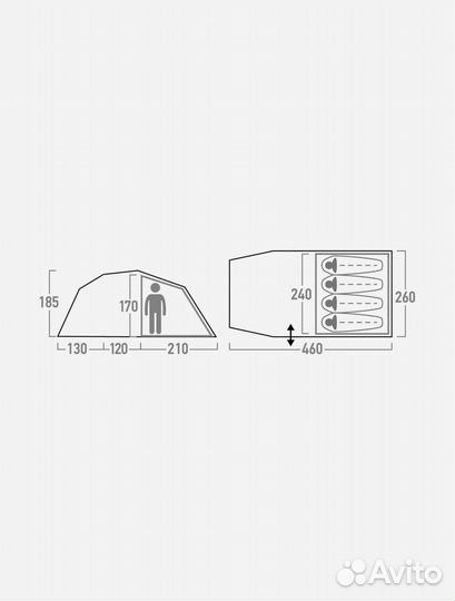 Палатка 4 местная с тамбуром
