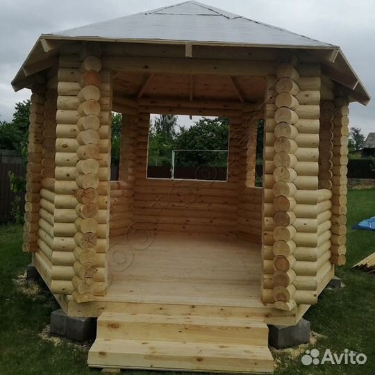 Дачные, садовые беседки из бревна или бруса