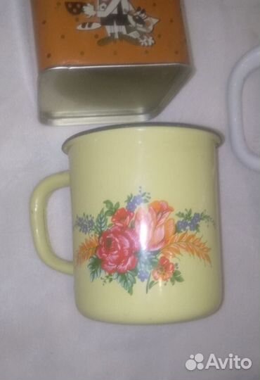 Посуда СССР, жестяные банки, эмалированный кувшин