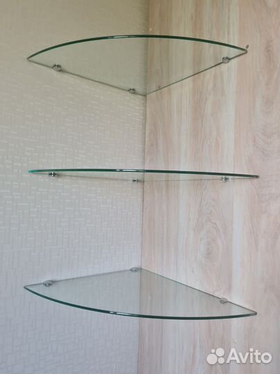 Стеклянные полки,с креплениями,б/у,стекло
