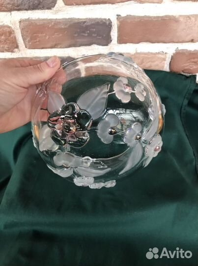 Ваза и менажница цветной хрусталь Германия