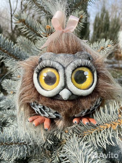 Совушка в смешанной технике