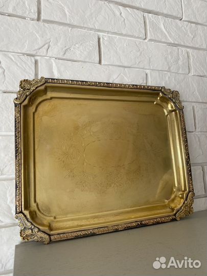 Поднос латунный