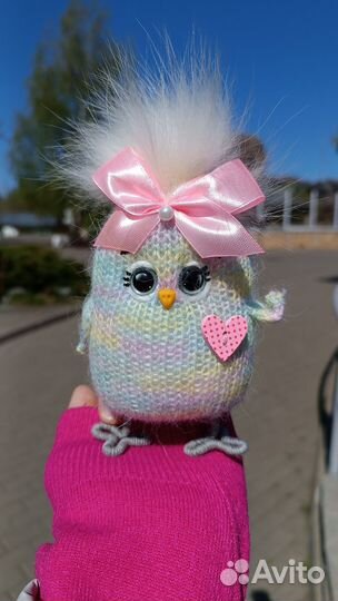 Игрушка вязаная сова ручной работы, девочка