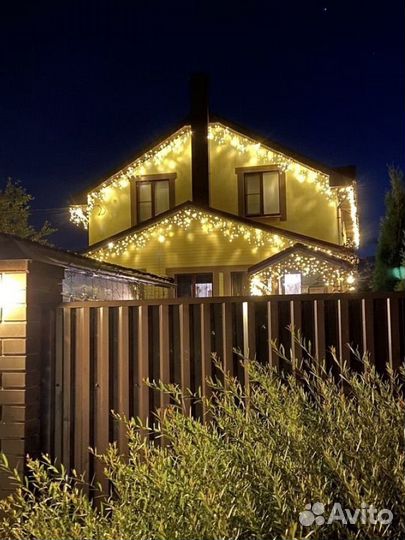 Неоновая, фасадная, новогодняя подсветка домов