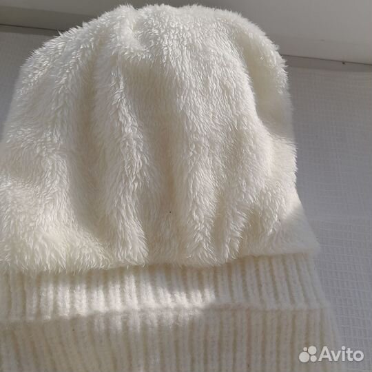 Шапка вязаная для девочки на искусственном меху