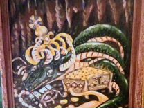 Картина" змея алапа." (масло, двп) 580х580 мм