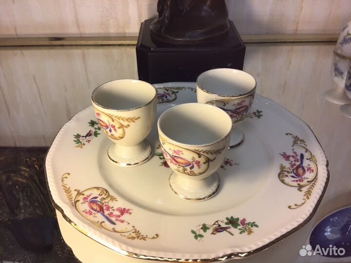 Подставка яйца пасха тарелка антиквариат 4 предмет