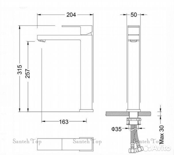 Смеситель для раковины Grocenberg gb3008bg Графит
