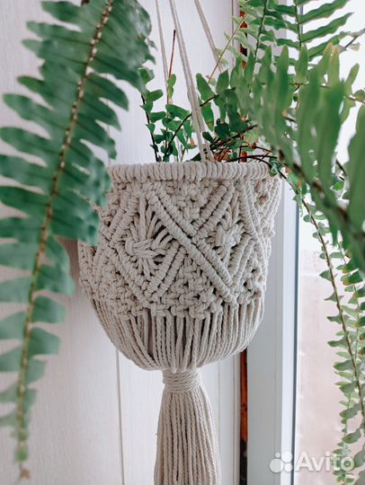 Кашпо подвесное, подвес для кашпо, макраме