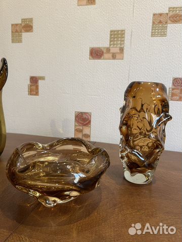 Вазочки Богемия гутное цветное стекло