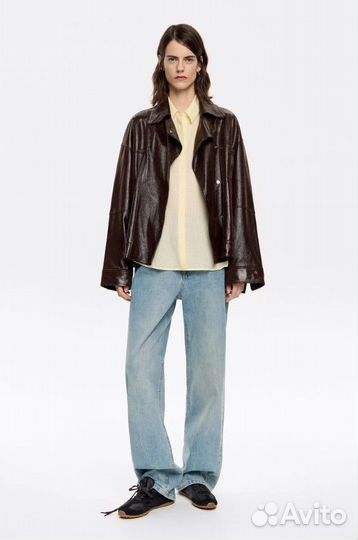 Кожаная женская куртка оверсайз Bimba Y Lola корич