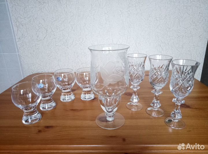 Бокалы,ваза хрусталь(чсср Богемия Чехословакия)