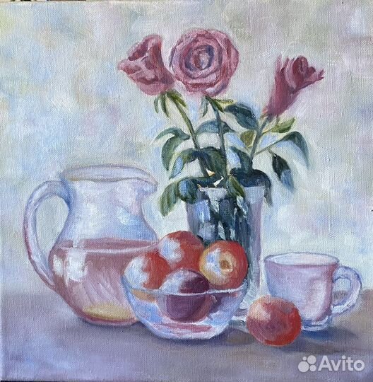 Картина маслом. Натюрморт с розами