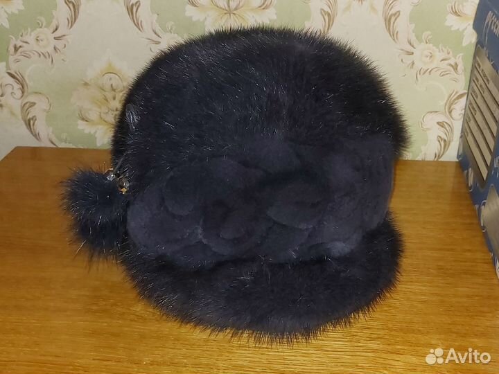 Шапка норковая женская р-р 56, темно-серая