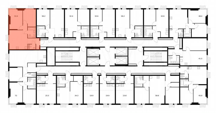 2-к. квартира, 50,8 м², 6/33 эт.
