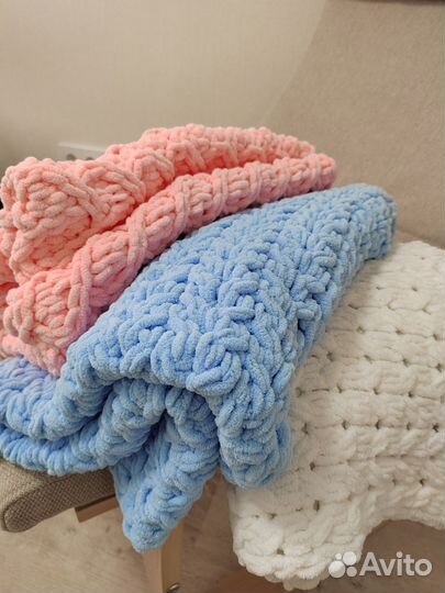 Плед на выписку детский плюшевый розовый