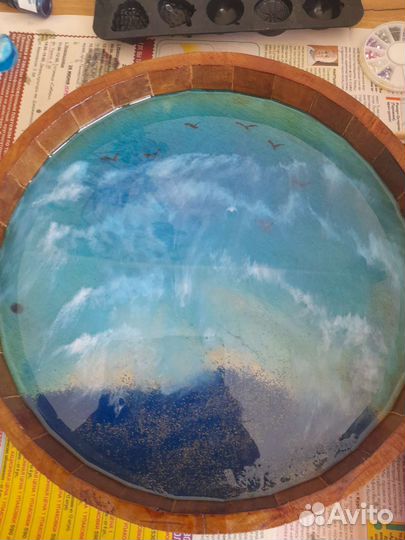 Поднос деревянный с эпоксидной смолы