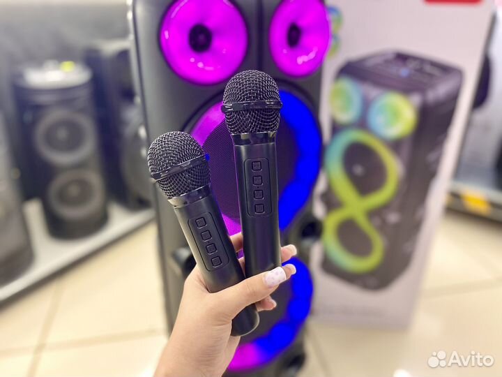 Колонка Sing-E 400вт с подсветкой 2 микрофона