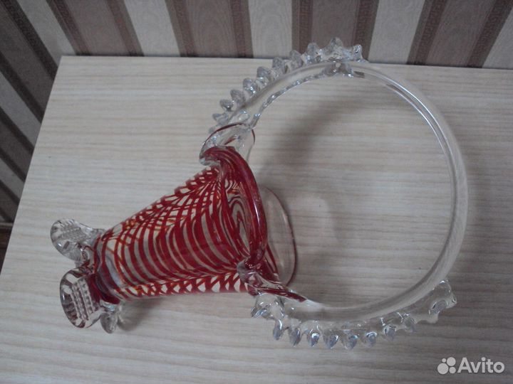 Пепельницы, вазочка и корзинка цветное стекло СССР