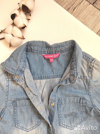 Джинсовая рубашка для девочки 128