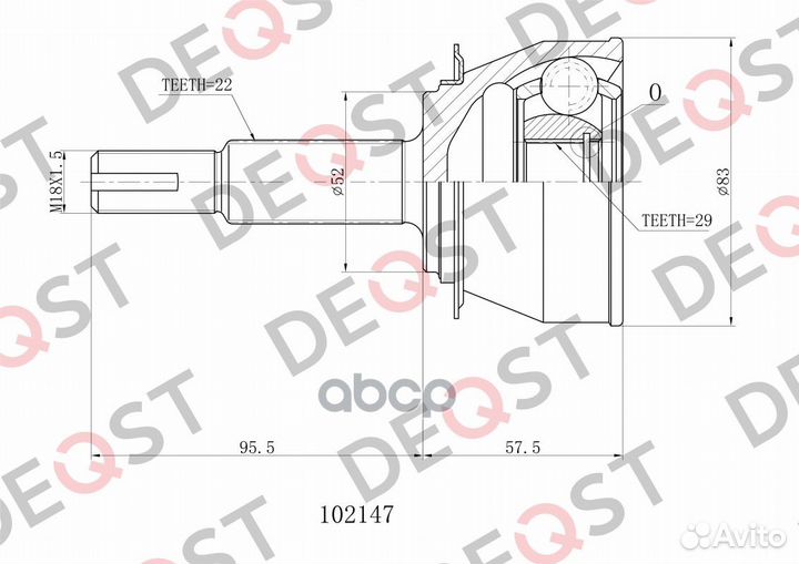 ШРУС daewoo nexia 1.5 96- нар. 102147 deqst