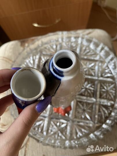 Графин «Пингвин». Фарфор, роспись. 1960-е г. СССР