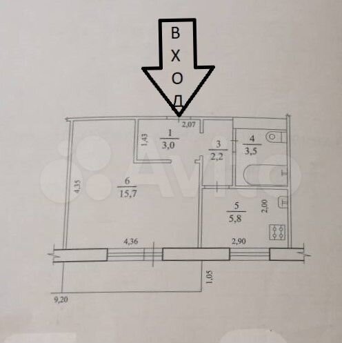 1-к. квартира, 30,8 м², 2/9 эт.