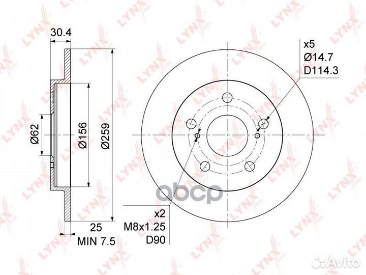 Диск тормозной зад 3,492 BN1146 lynxauto