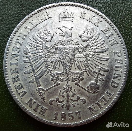 1 талер 1857, Пруссия, союзный