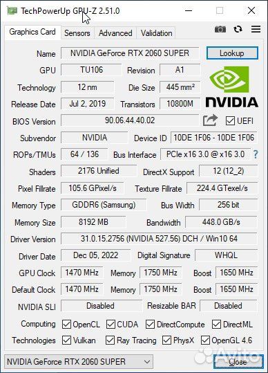 RTX 2060 super 8Gb