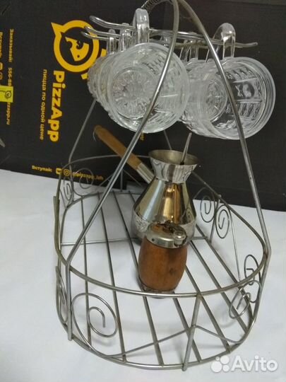 Набор корзина хрустальные кружки для глинтвейна