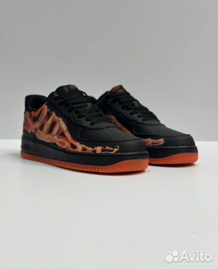 Кроссовки Nike Air Force 1 Black Skeleton Orange