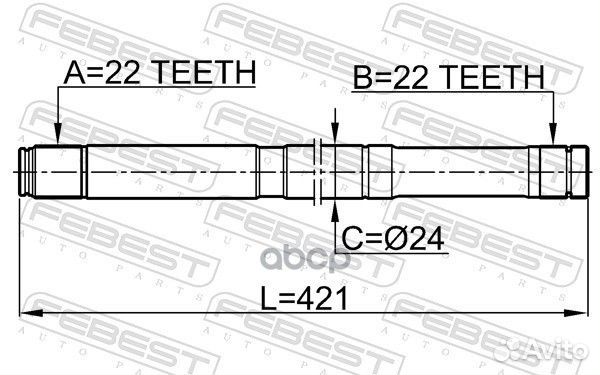 Полуось левая 22x421x22 (nissan almera B10RS (C