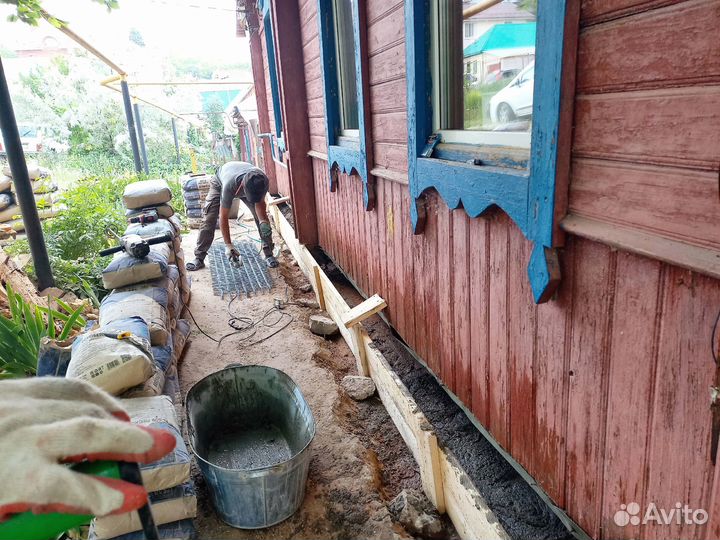 Подъем дома Ремонт фундамента Замена венцов лаг